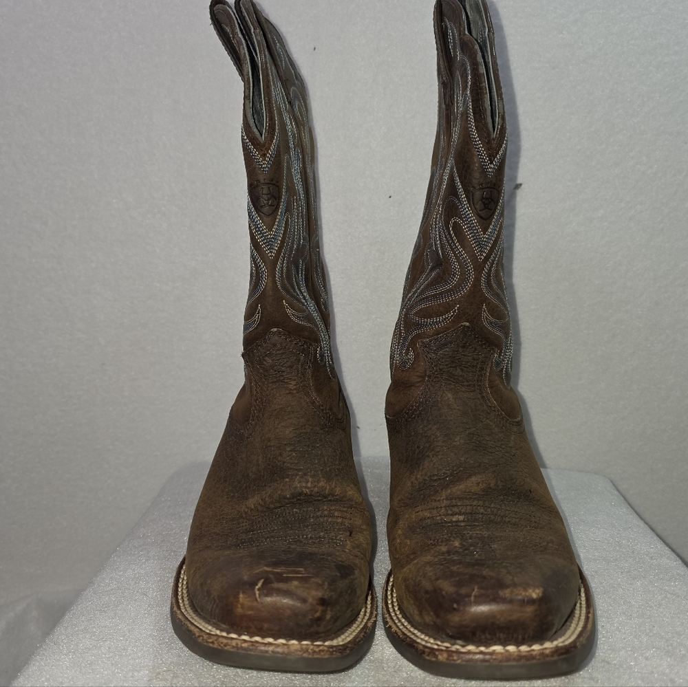 Ariat Heritage Western Cowboy Boots Brown Distressed Leather Square Toe Sz 6b